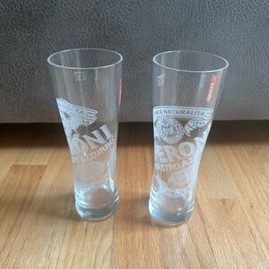 Peroni Nastro Azzurro Tall 16oz Etched Beer Glasses